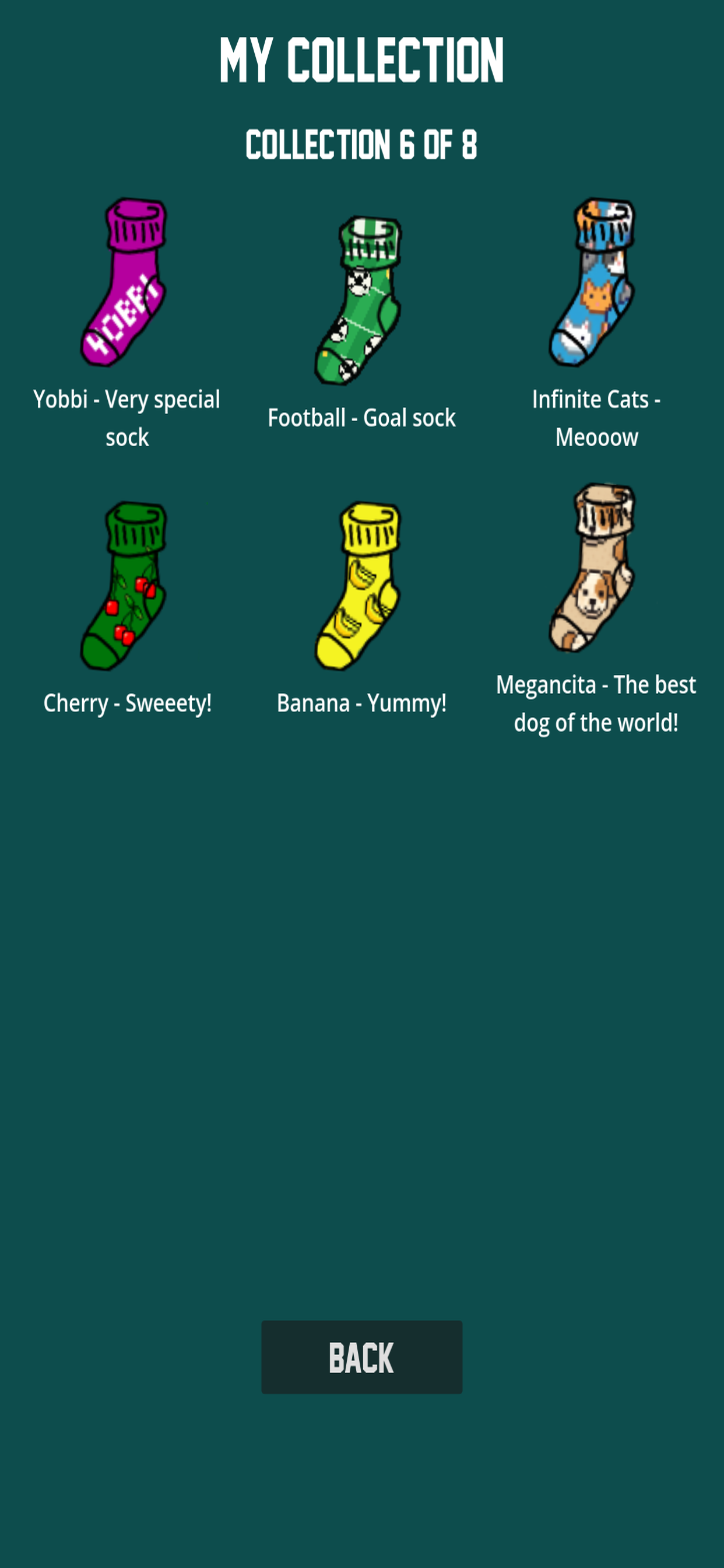 SockStack collection screen